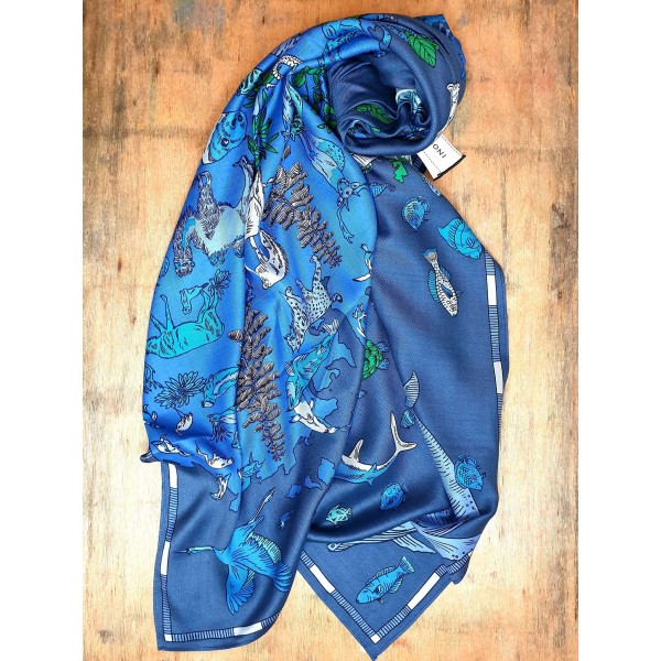 Inoui Editions šilko ir modalo skara ATLAS BLUE